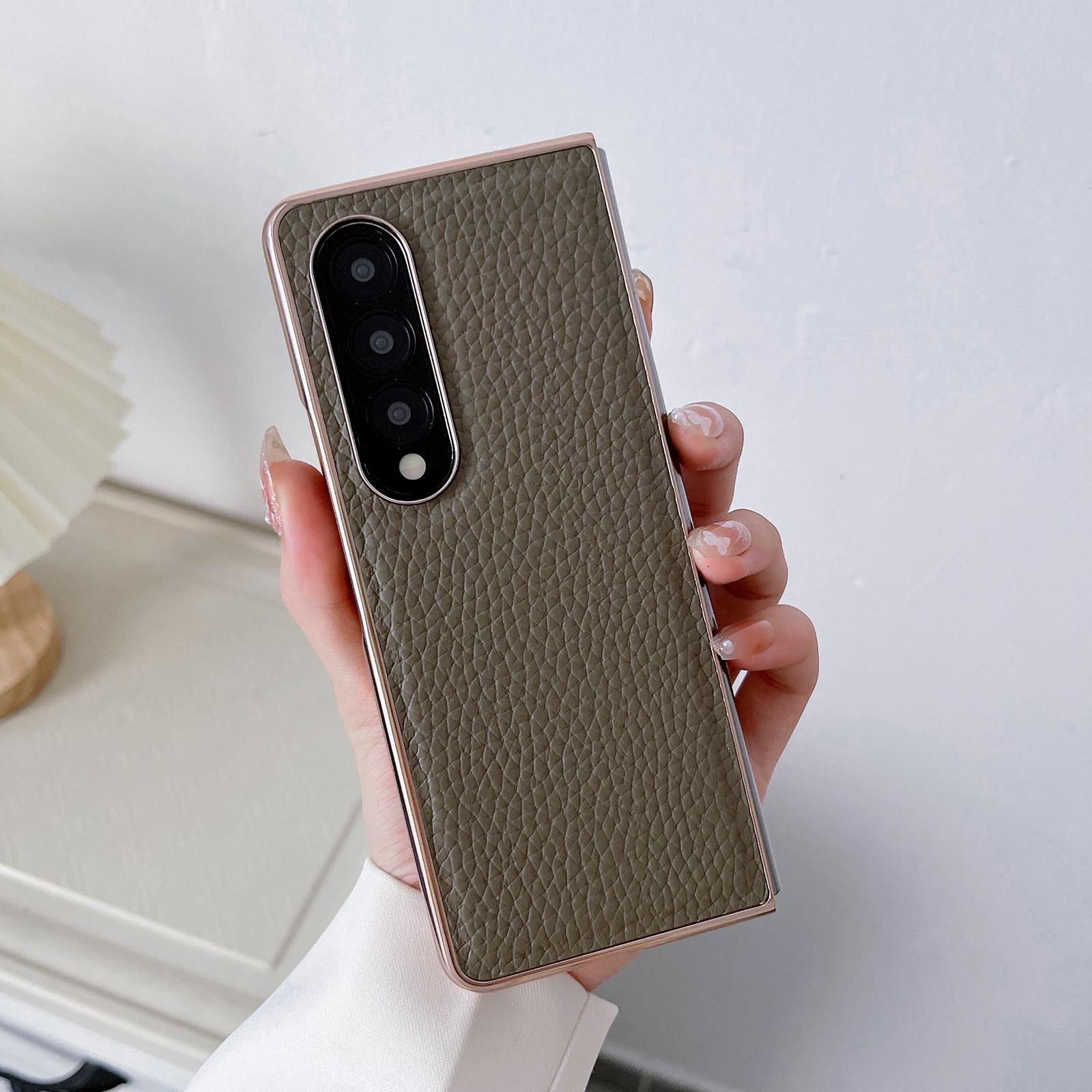 NNEDSZ Star Series Nano Electroplating Pu Case For Samsung Galaxy Z Fold 4 - Elephant Grey