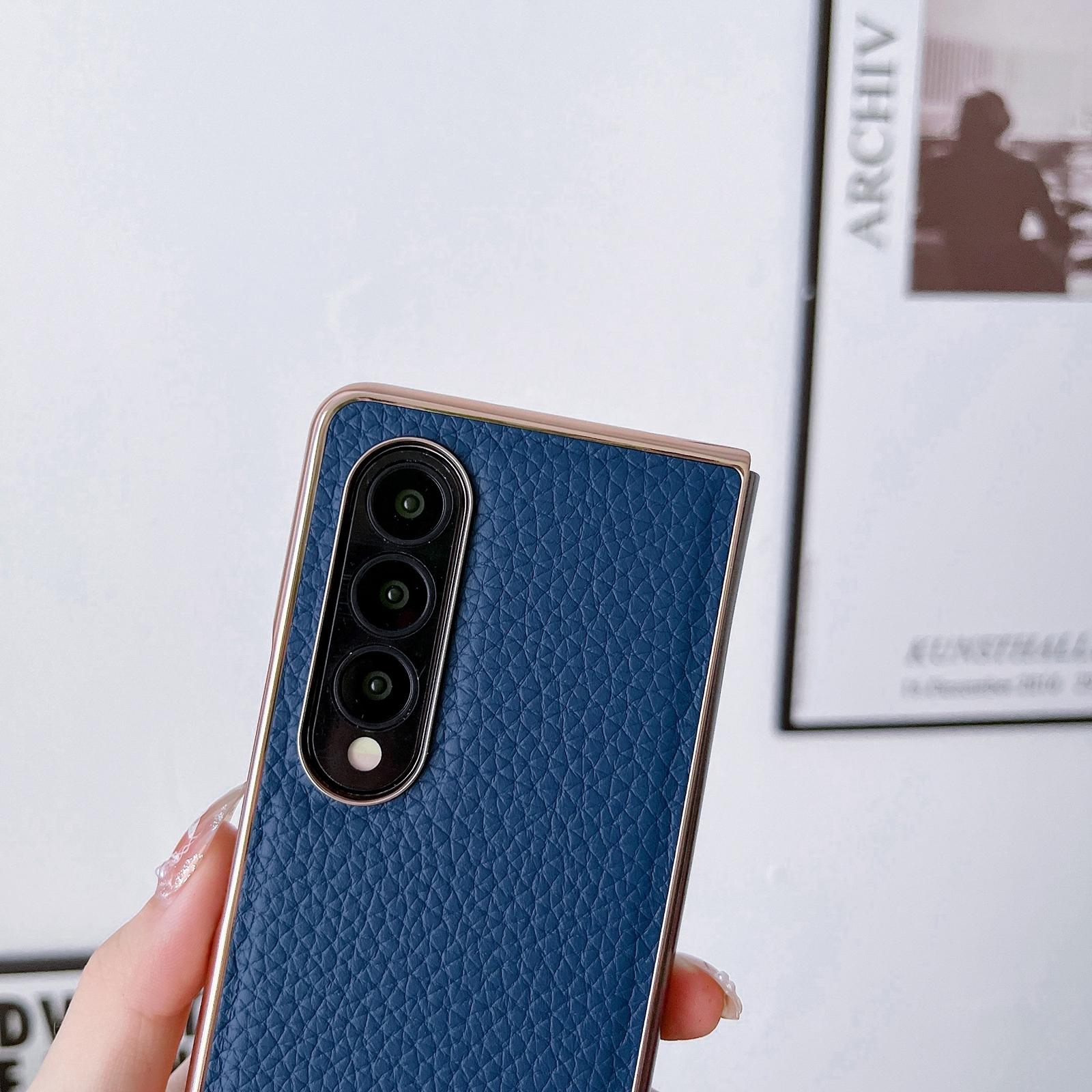 NNEDSZ Star Series Nano Electroplating Pu Case For Samsung Galaxy Z Fold 4 - Elephant Grey