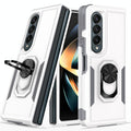 NNEDSZ Galaxy Z Fold 4 Tpu Shockproof Case With Ring - 2 In 1 Design - Silver